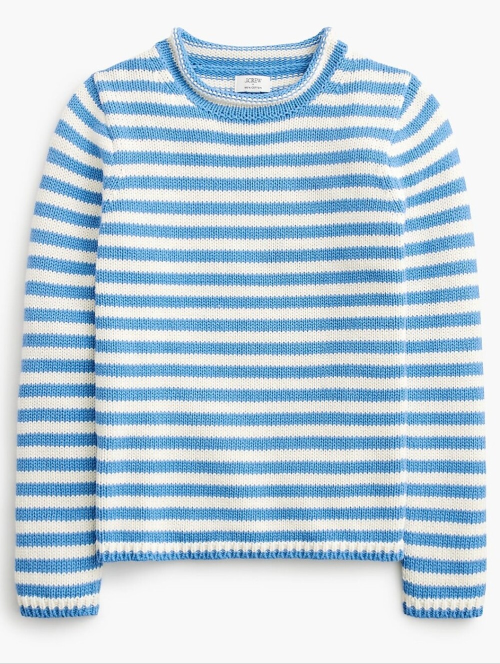 J. Crew Factory Classic Mockneck Rollneck Knit Sweater Striped Blue White Size M